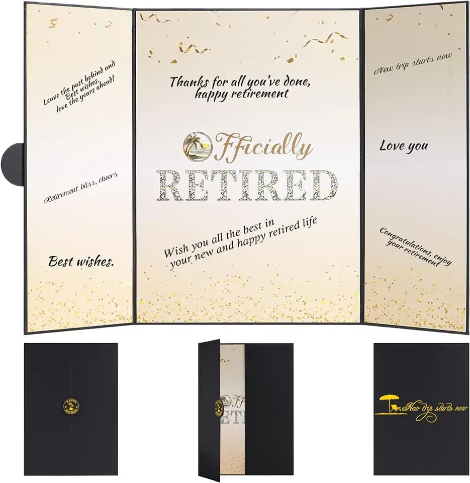 Retirement Party Decorations Large Retird Card Signing Black Gold Happy Retirement Guest Book Creative retirement Card for Men Women