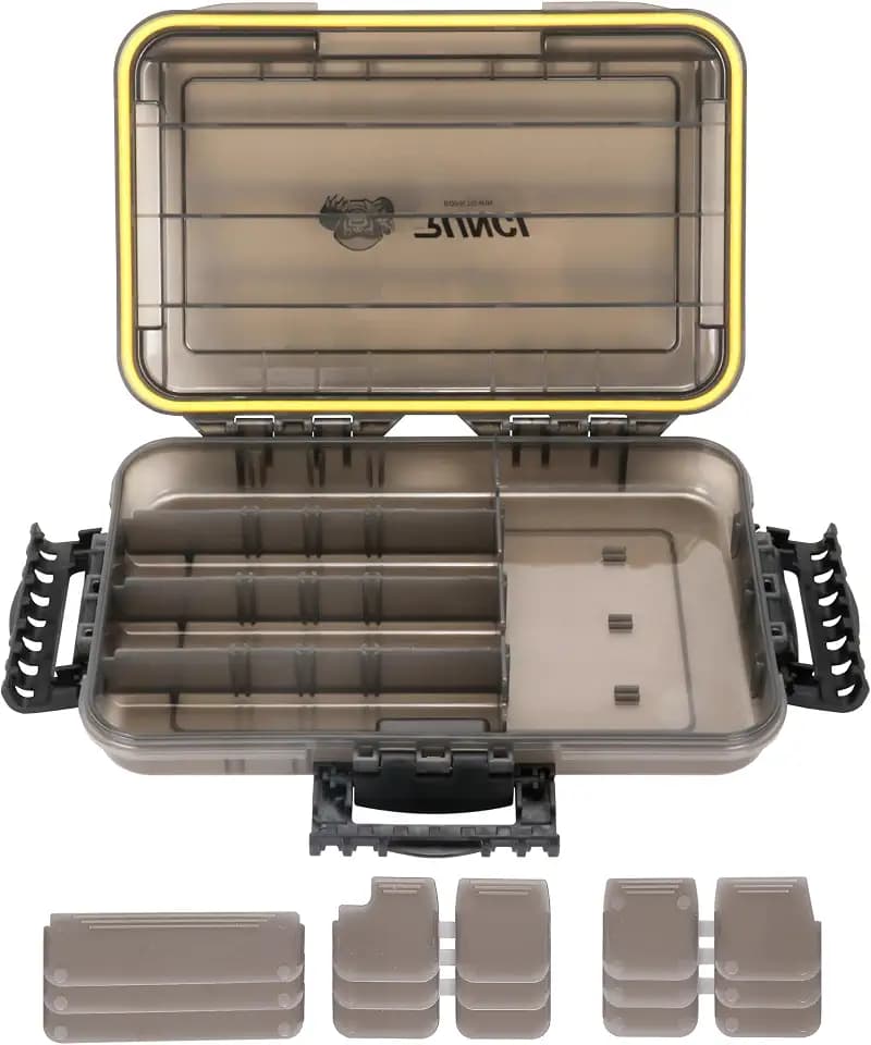 RUNCL Fishing Tackle Box, Waterproof Tray for Jigs Lures, Thicker Floating Tackle Utility Box with Adjustable Dividers, 3600/3700/Large 3700 Size