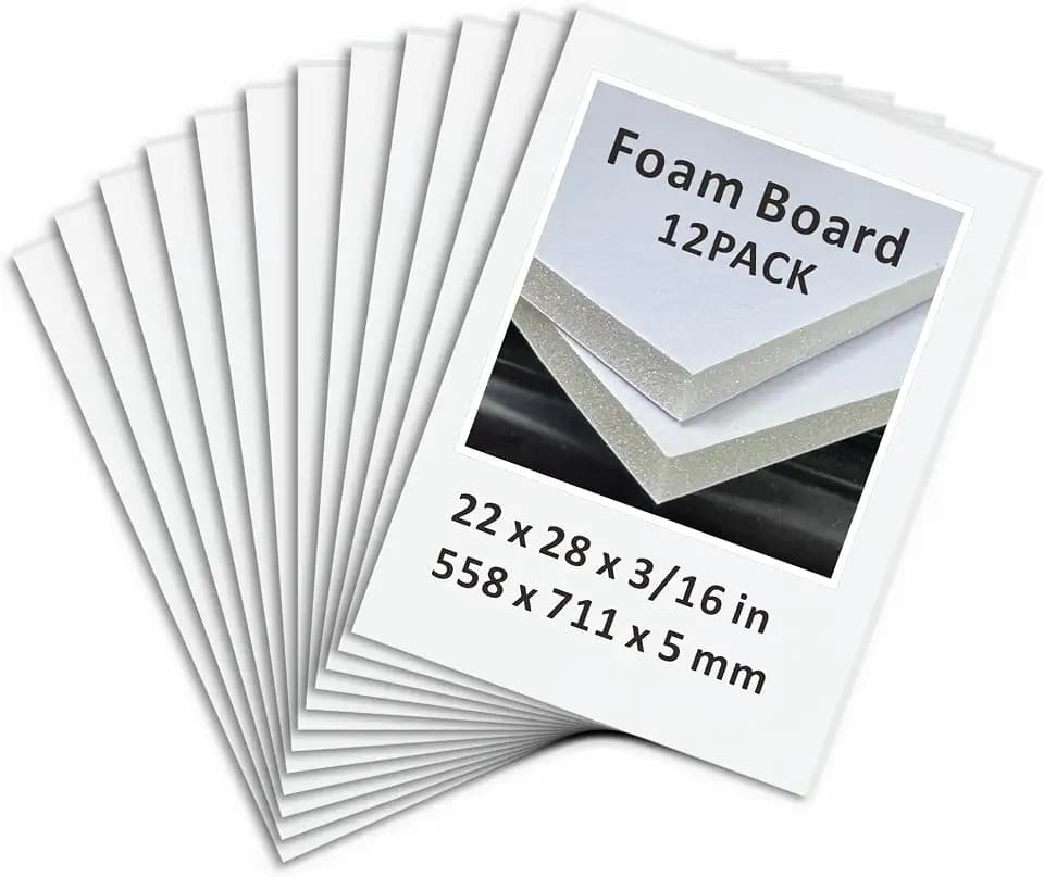 Foam Board 22 x 28 in, ZXUNLIEH 12 Pack White Poster Board, 3/16 in Thick