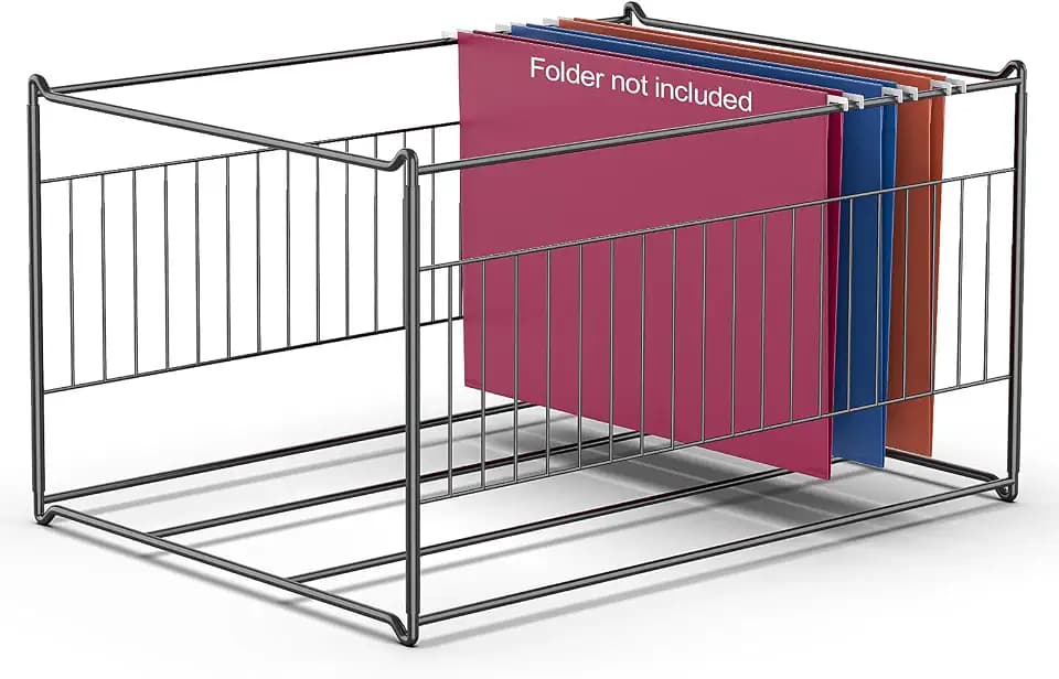 TOPCJ Hanging File Folder Frame, Heavy Duty Metal File Organizer for Letter & Legal Size, Sturdy Desktop File Holder for Cabinets, Desks/Drawers Home Office File Rack (Not Fit All Drawers)