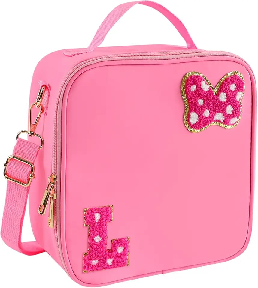 Preppy Initial Bow Mouse Lunch Bag, Kids Lunch Box Gifts for Teen Girls