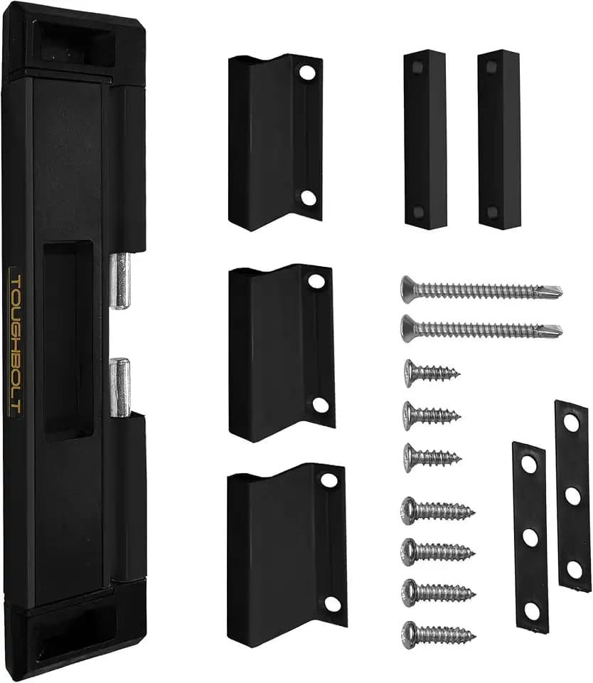 TOUGHBOLT Sliding Door Lock, Double Deadbolt Security, Child Safety, Black