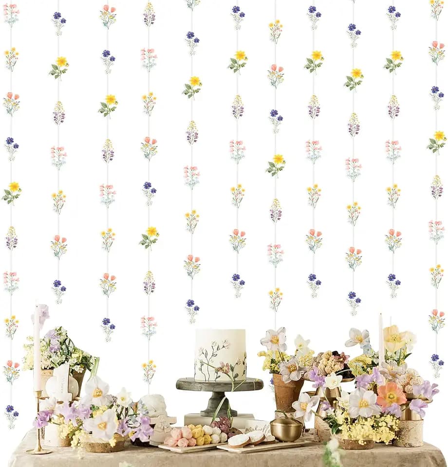 8 Pcs Wildflower Garland Streamers for Birthday Bridal Baby Shower