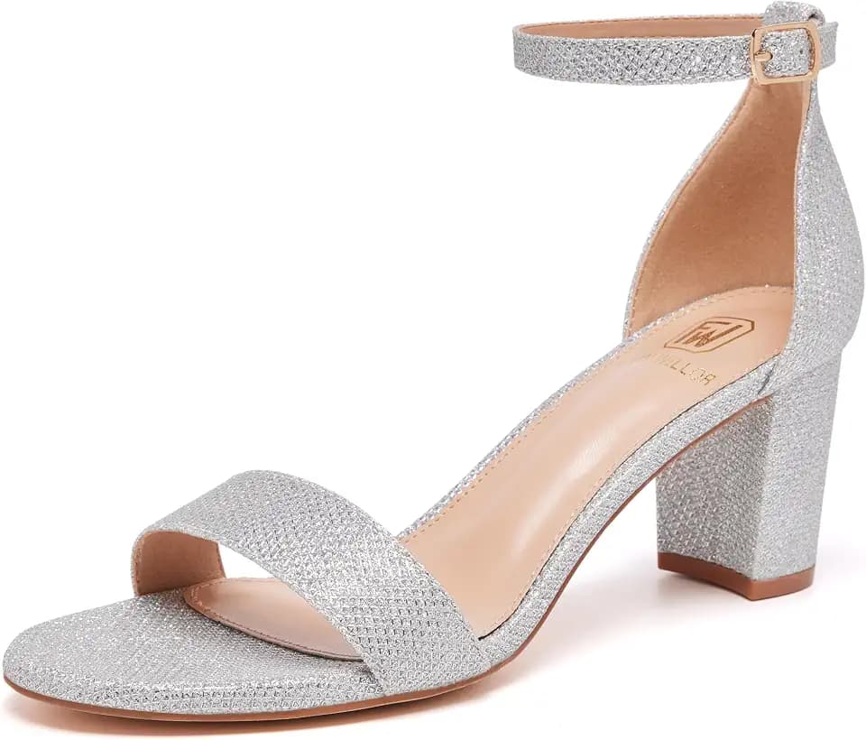 FW FRAN WILLOR Women Open Toe Low Chunky Short Heels Block Heel Sandals