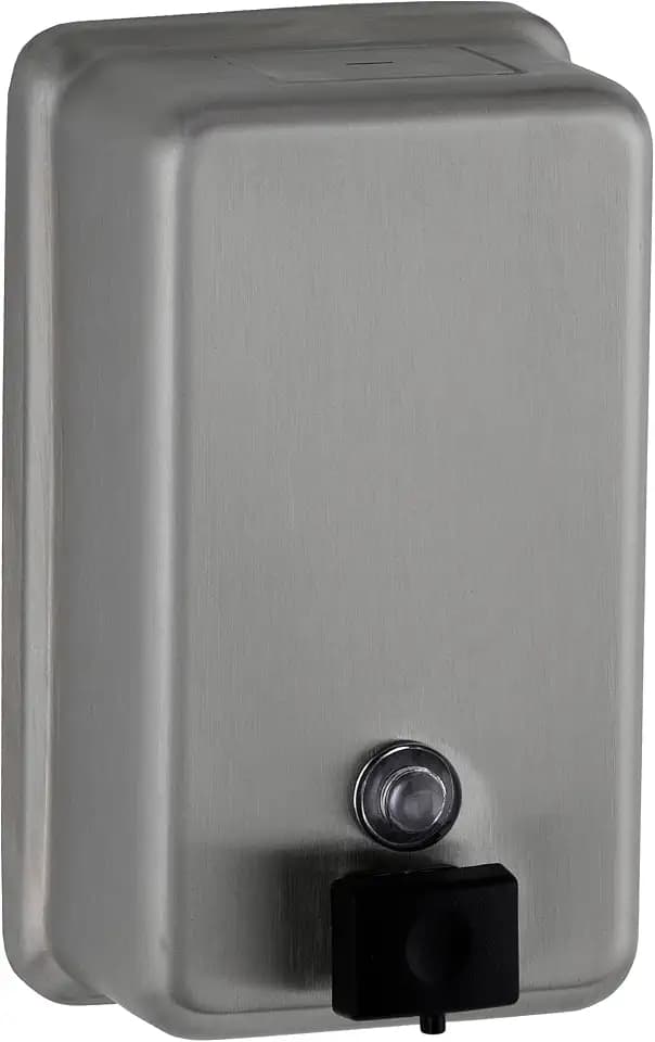 Bobrick Surface-Mounted Soap Dispenser, Vertical Tank Satin-Finish Stainless Steel (40-fl oz Capacity)