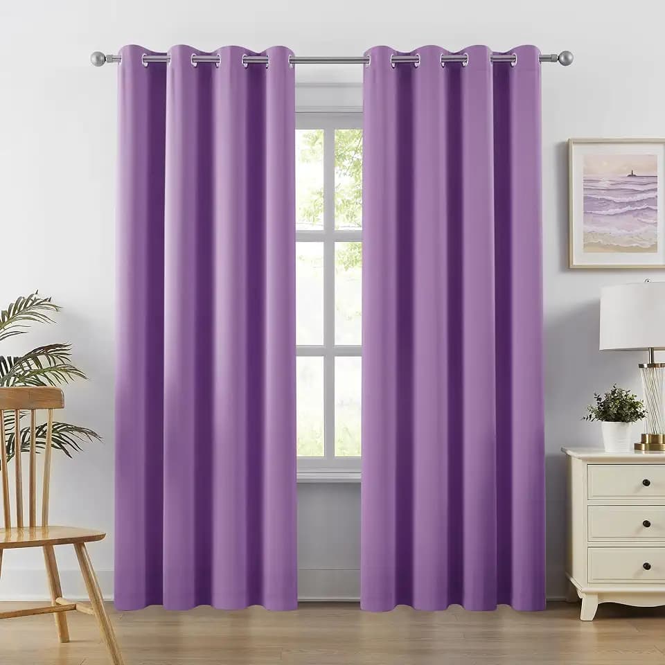DUALIFE Light Purple Curtains for Girls Room 84 Inches Long Darkening Thermal Insulated Drapes for Living Room Curtain Panels for Bedroom Window Treatment Set, Grommet Top, 52 W x 84 L, 1 Pair