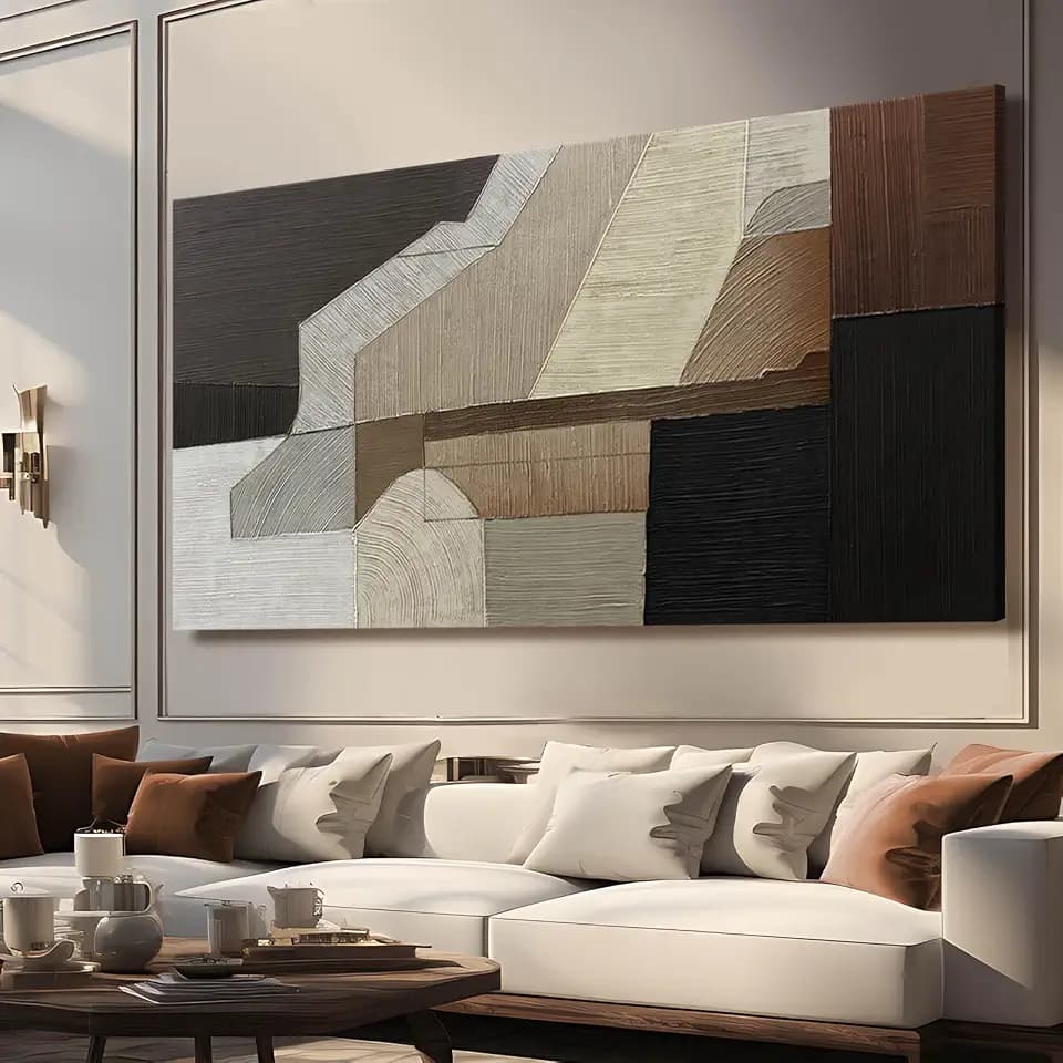 VAYIMDH Large Brown Abstract Wall Art,Neutral Artwork for Walls 29"x58"