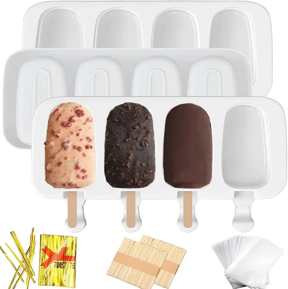 3pcs Cakesicle Mold,Popsicle Molds Silicone Cake Pop Mold(White)