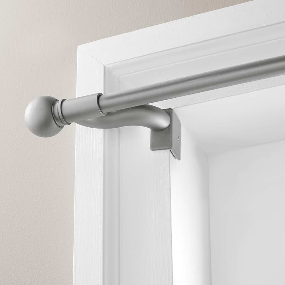 Zenna Home Adjustable Curtain Tension Rod with Decorative Round Finials, No Drill Window Rod, Easy Install Expandable Tension Curtain Rod for Windows, 48 to 84 Inch, Brushed Nickel