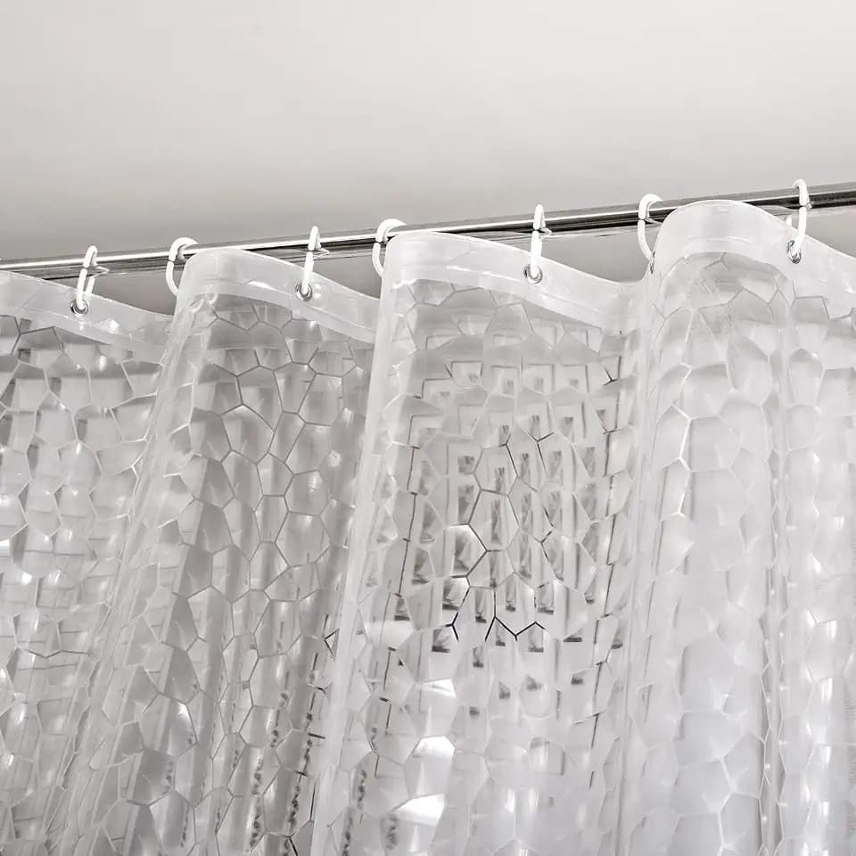 WELTRXE Extra Long Shower Curtain Liner with Magnets, 72 x 84 Inch Waterproof 3D Water Cube Clear Bathroom Shower Curtains, No Chemical Smell, Heavy Duty, Extra Long for Shower Stall, Bathtubs