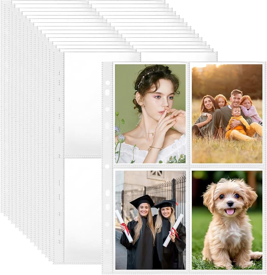 100 Pack A4 Fotohüllen,Transparent Postkartenhüllen mit 800 Fächern,Klarsichthüllen A4,Sammelkarten Hüllen für Postkarten Aufbewahrung Fotos