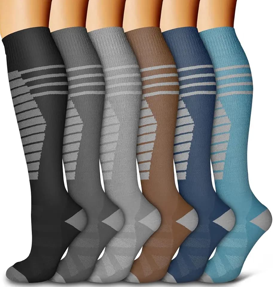 6 Pack Copper Compression Socks for Women and Men Circulation-Best Support for Medical,Running,Nursing,Athletic
