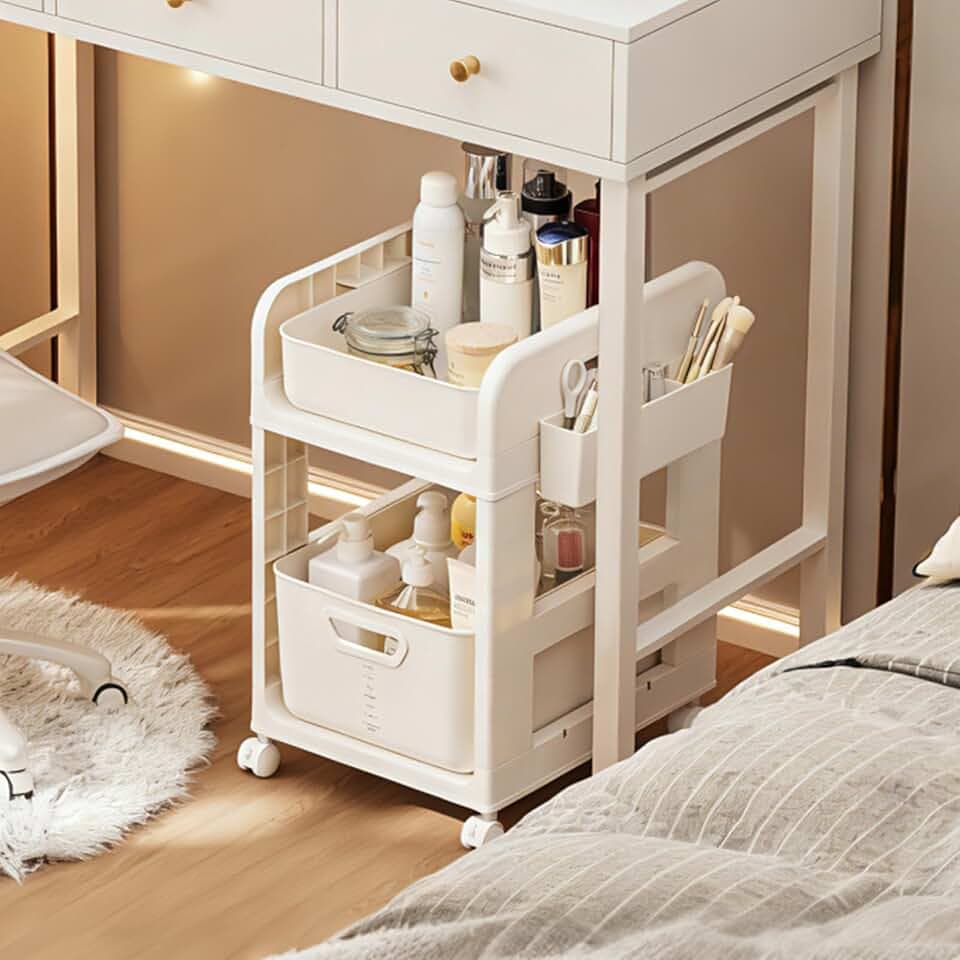 Rolling Makeup Organizer Cart with Removable Drawer,Storage Cart for Vanity