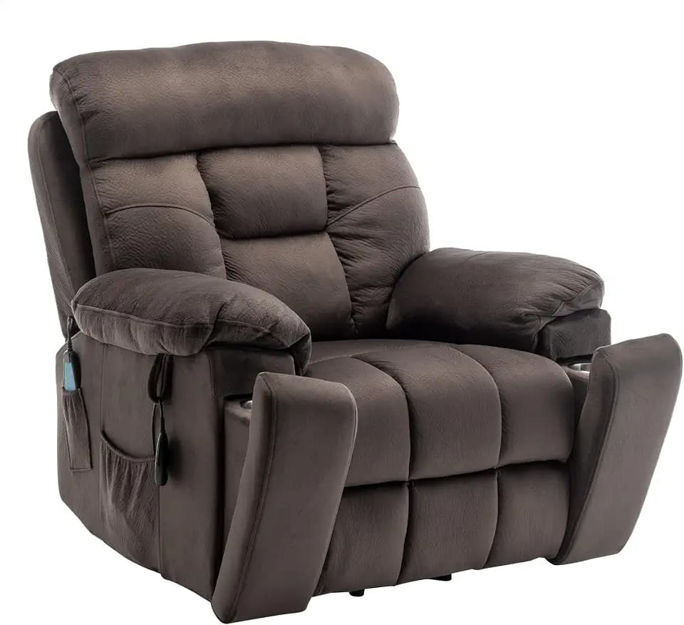 Oversized Power Lift Recliner Chair for Elderly, Velvet, Chocolate