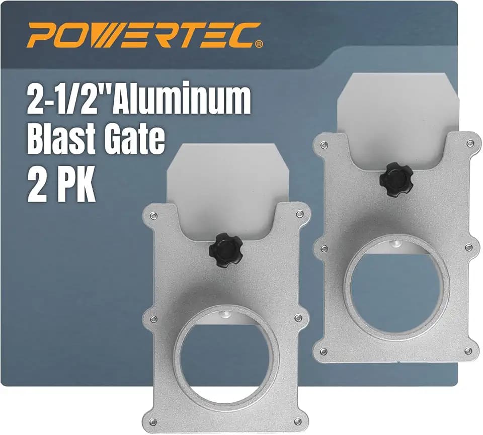 POWERTEC 70134-P2V 2-1/2-Inch Aluminum Blast Gate for Dust Collector, Dust Collection Fittings - 2 PK