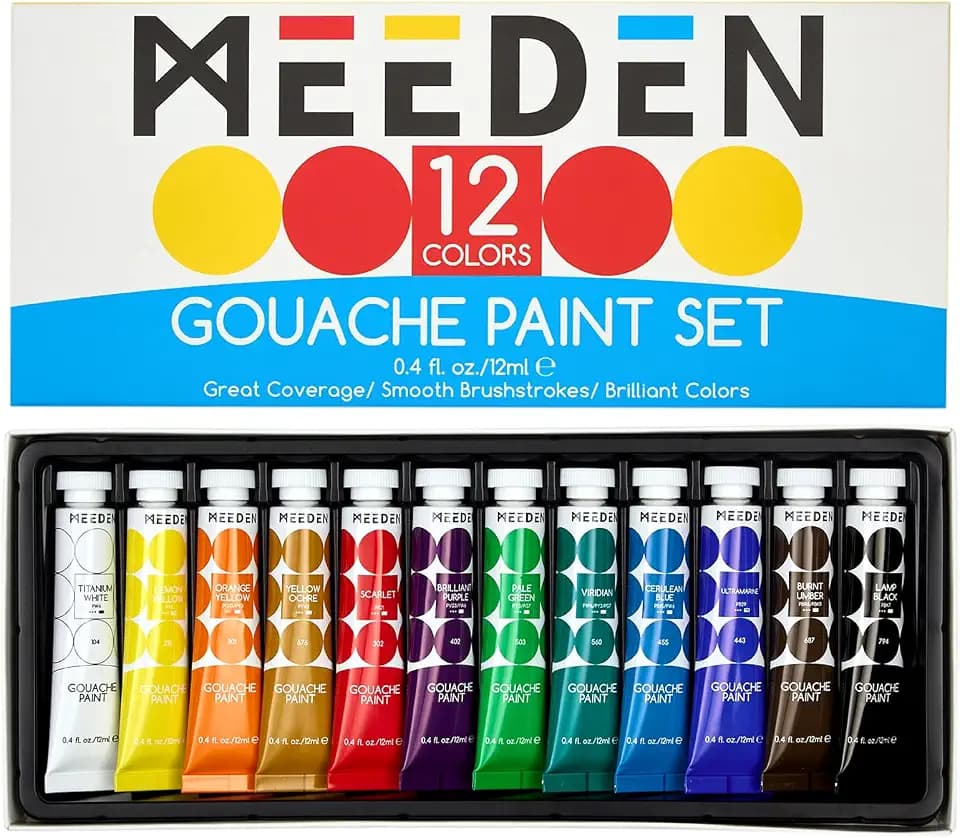 MEEDEN Gouache Paint Tube Set: 12 x 12ml (0.4 oz) Colors Art Paint