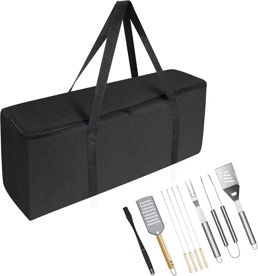 BBQ Tool Storage Bag, Heavy Duty Tools Bag, 600D Oxford Cloth, Outdoor Grill Accessories Bag for Camping Picnic Trip (22X5X8Inch)