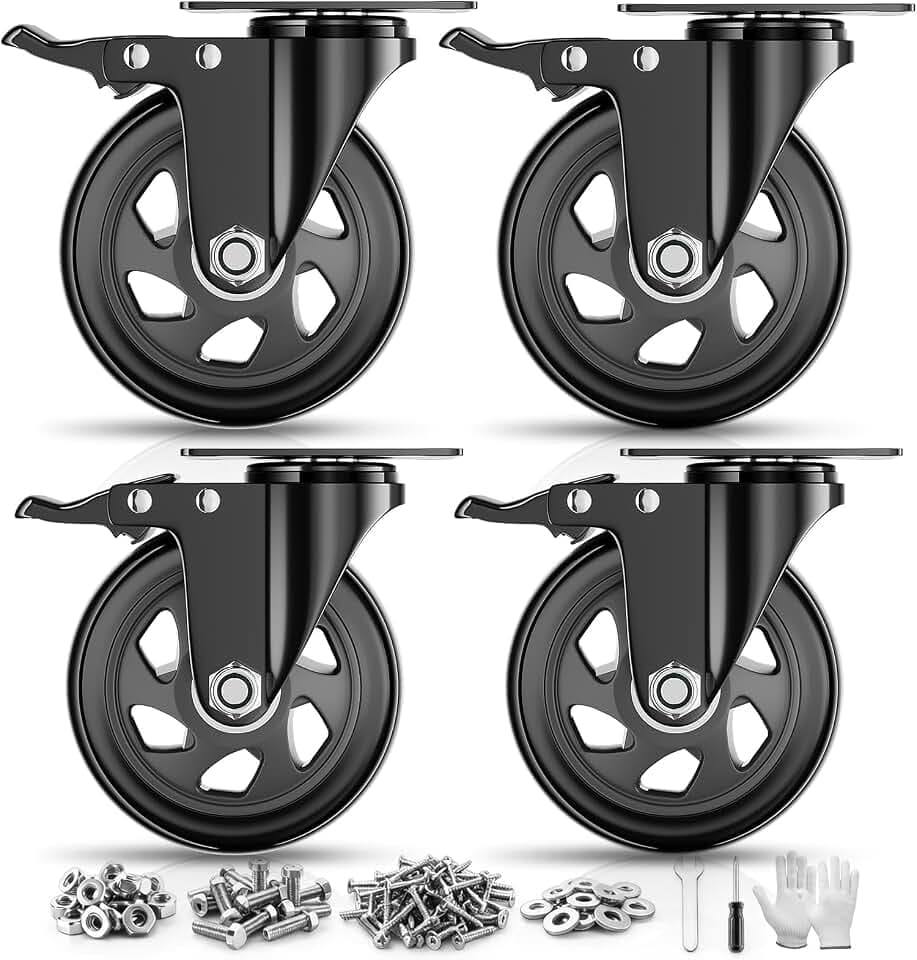 4 Inch Caster Wheels Heavy Duty Locking Casters with Brakes 4 Pack