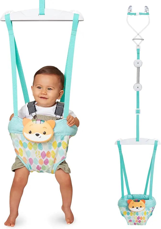 Infantino Music & Lights 2-in-1-Türschaukel, Anregende Aktivitätsschaukel für Babys mit bewegungsgesteuerten Geräuschen, Fuchs