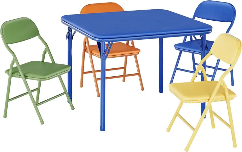 5 Piece Set Folding Card Table and Chairs, Portable Foldable Table with 2 PU Padded Chairs, Lightweight Dining Set for Indoor Outdoor, Camping, Parties, RV