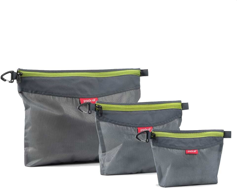 pack all 3 Pcs Water-Resistant Zipper Pouch, Mesh Zipper Bag