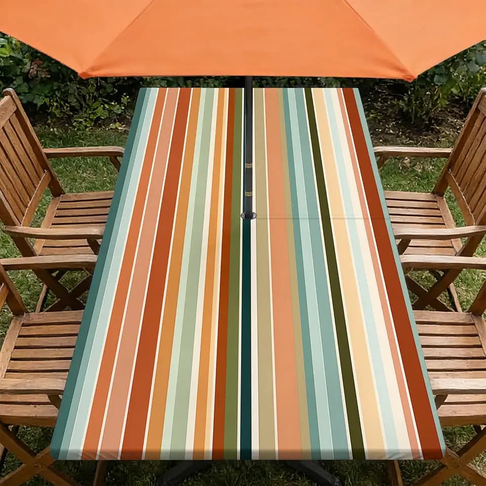 Outdoor Tablecloth with Umbrella Hole and Zipper 96" x 30"