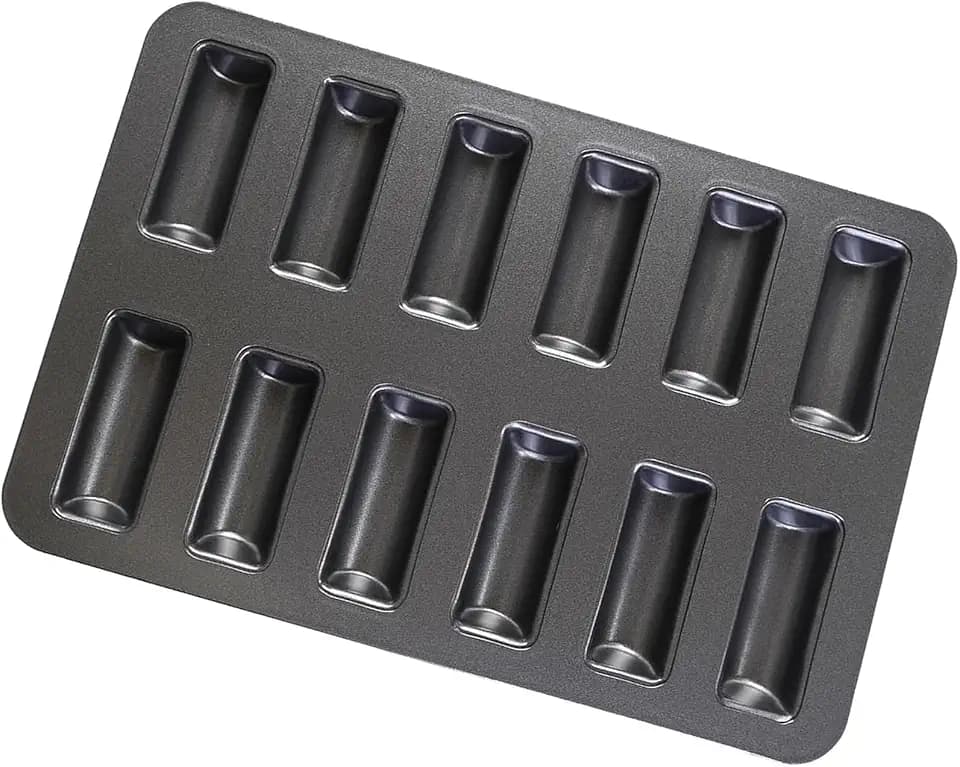 12 Cup Financier Cake Baking Pan Mini Banana Bread Loaf Cream Canoe Granola Bar Cornbread Nonstick Small Muffin Cupcake Madeleine Cookie Tin Tray Mold