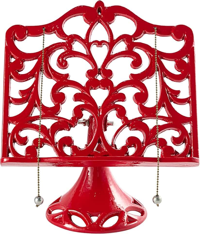 JOGREFUL Adjustable Cast Iron Cookbook Stand, Kitchen Recipe Holder Red