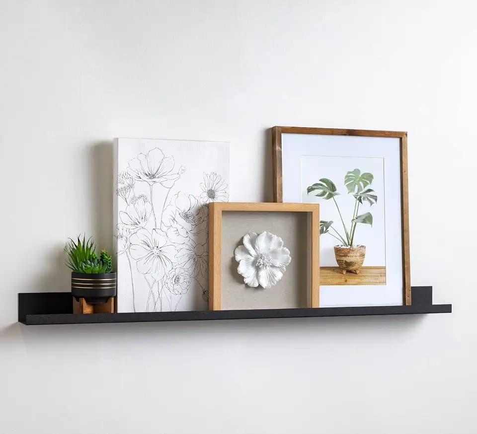 Infinite Design 48" Metal Floating Wall Shelf | Modern Black Powder-Coated Steel Ledge, Made in USA | Wall-Mounted Shelf for Living Room, Kitchen, Bathroom, Bedroom or Office