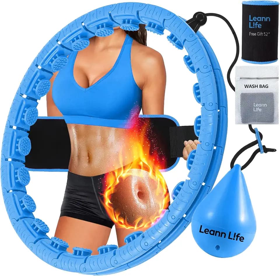 Leann L!fe U2 26 Knots Waist 19"-56" Hoop with Waist Trimmer & Wash Bag, Detachable & Size Adjustable Weighted Hula Hoop for Kids Adults Weight Loss, Abdominal Toner