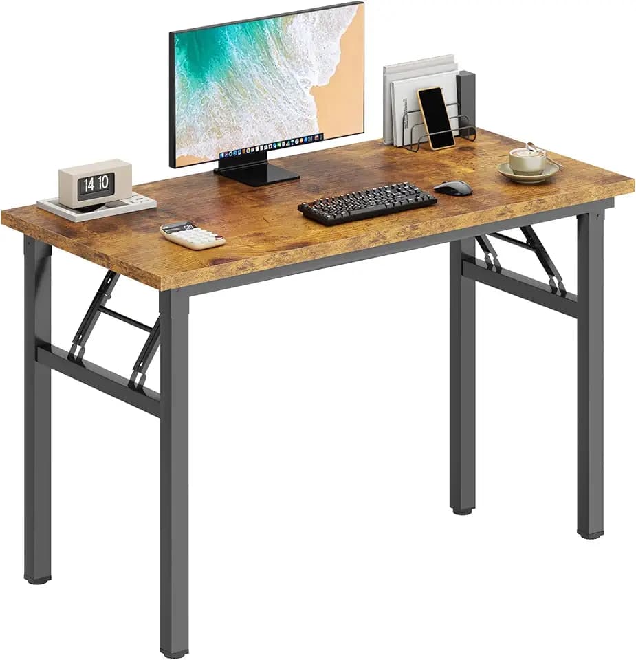DlandHome 39.4 Inch Small Folding Computer Desk for Home Office, Retro