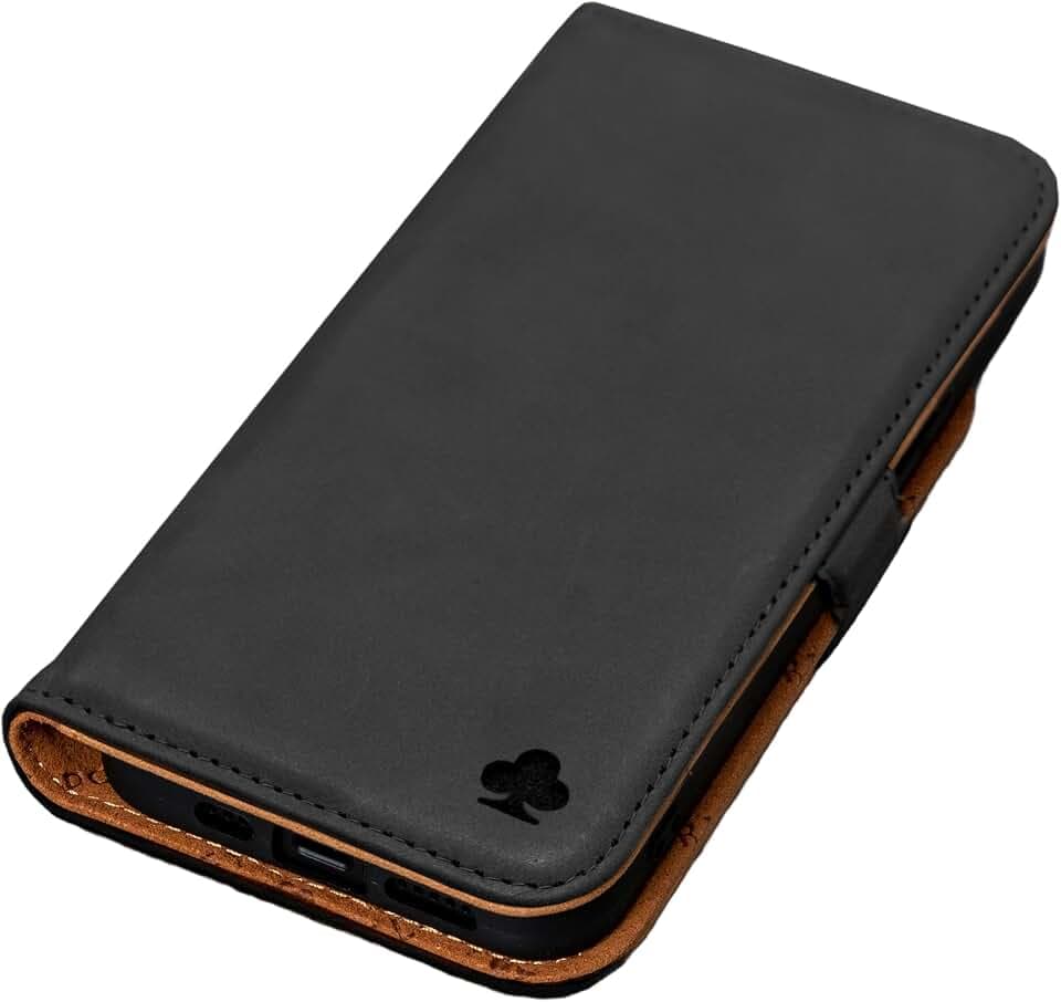 Porter Riley - Lederhülle kompatibel mit Samsung Galaxy S26 Ultra. Hochwertige Standhülle/Brieftasche/Hülle aus echtem Leder (Schwarz, Hellbraun)