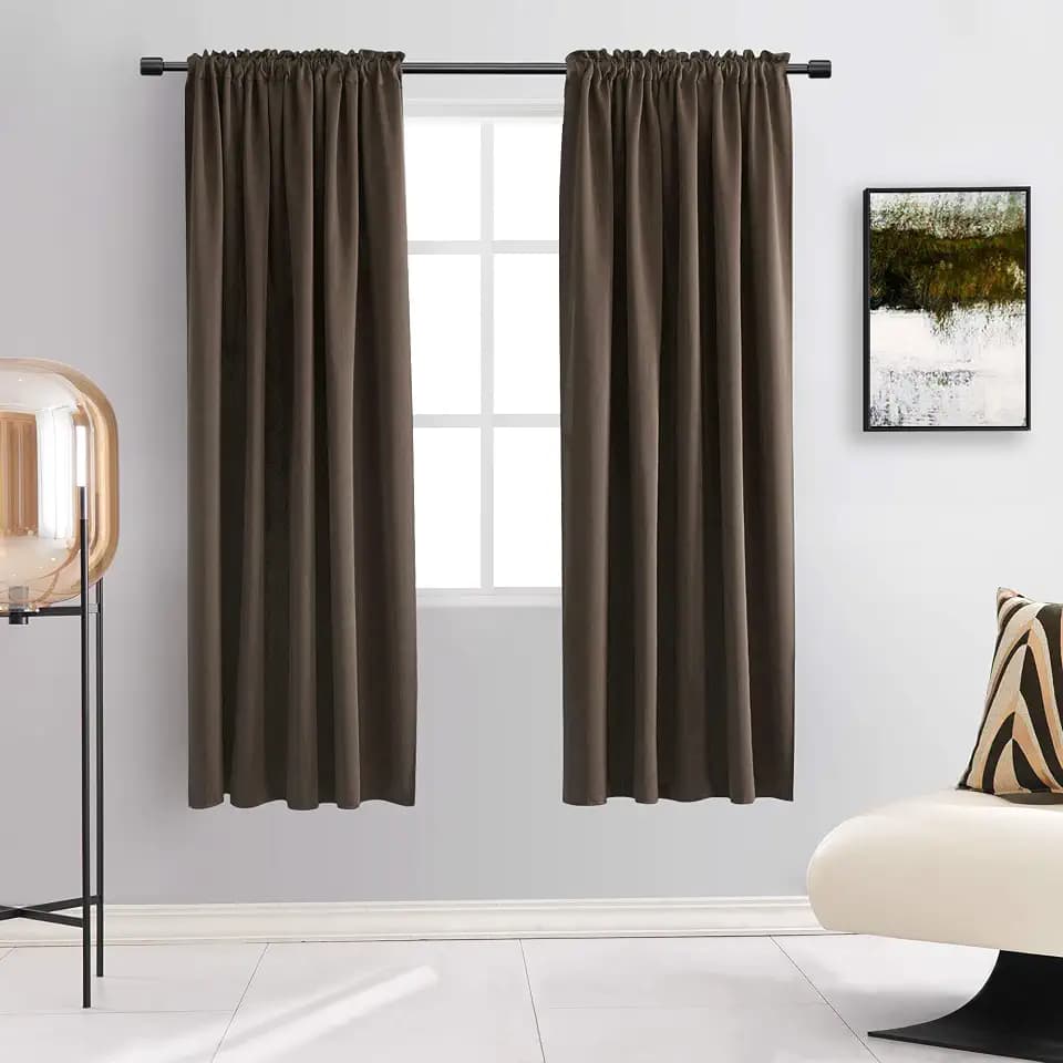 DONREN Chocolate Brown Blackout Curtains Panels for Bedroom - Coffee Rod Pocket Thermal Insulated Curtains for Living Room (42 W x 63 L Inch Length,2 Panels)
