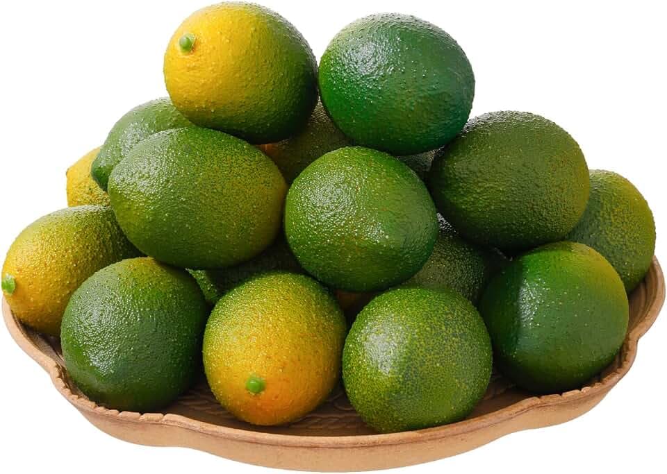 dallisten 12PCS Fake Limes, Lifelike Artificial Yellow and Green Lemons for Kitchen Decor, Fruit Bowl, Lemonade Party, Photo Props & Summer Table Decorations – Realistic Faux Fruit for Home & Events