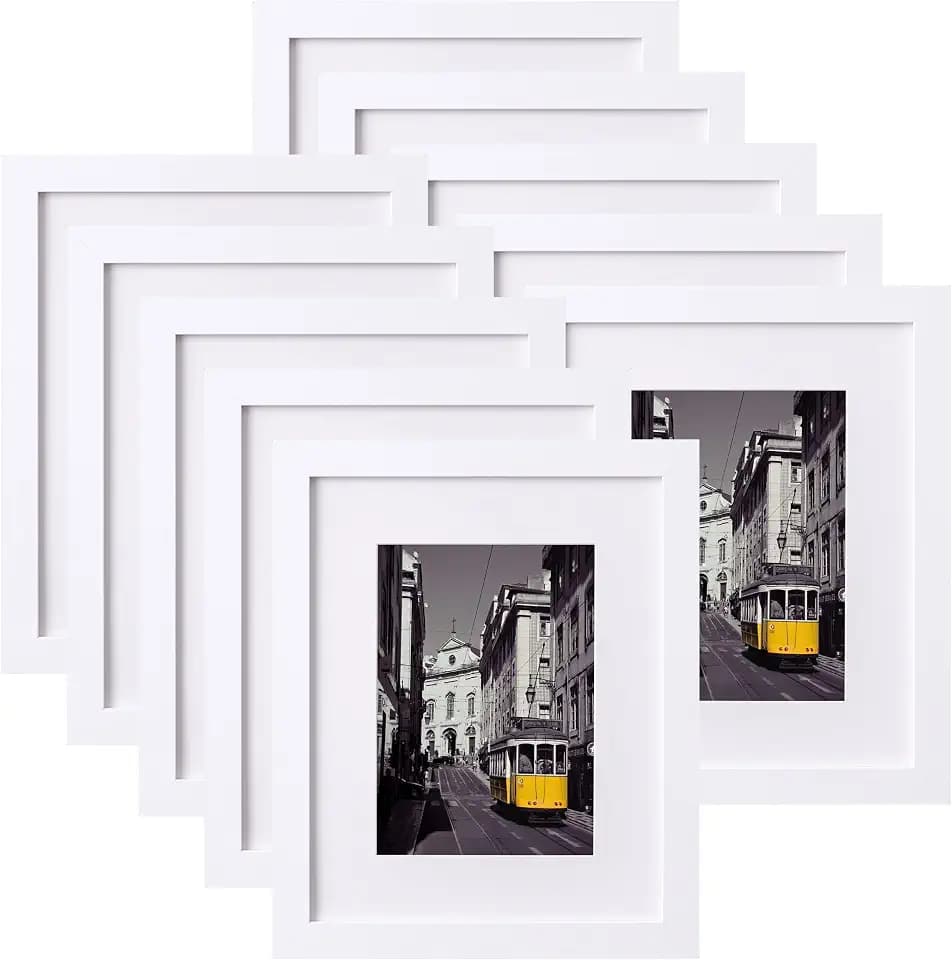 eletecpro 8x10 Picture Frames, Acrylic Cover, White, Set of 10