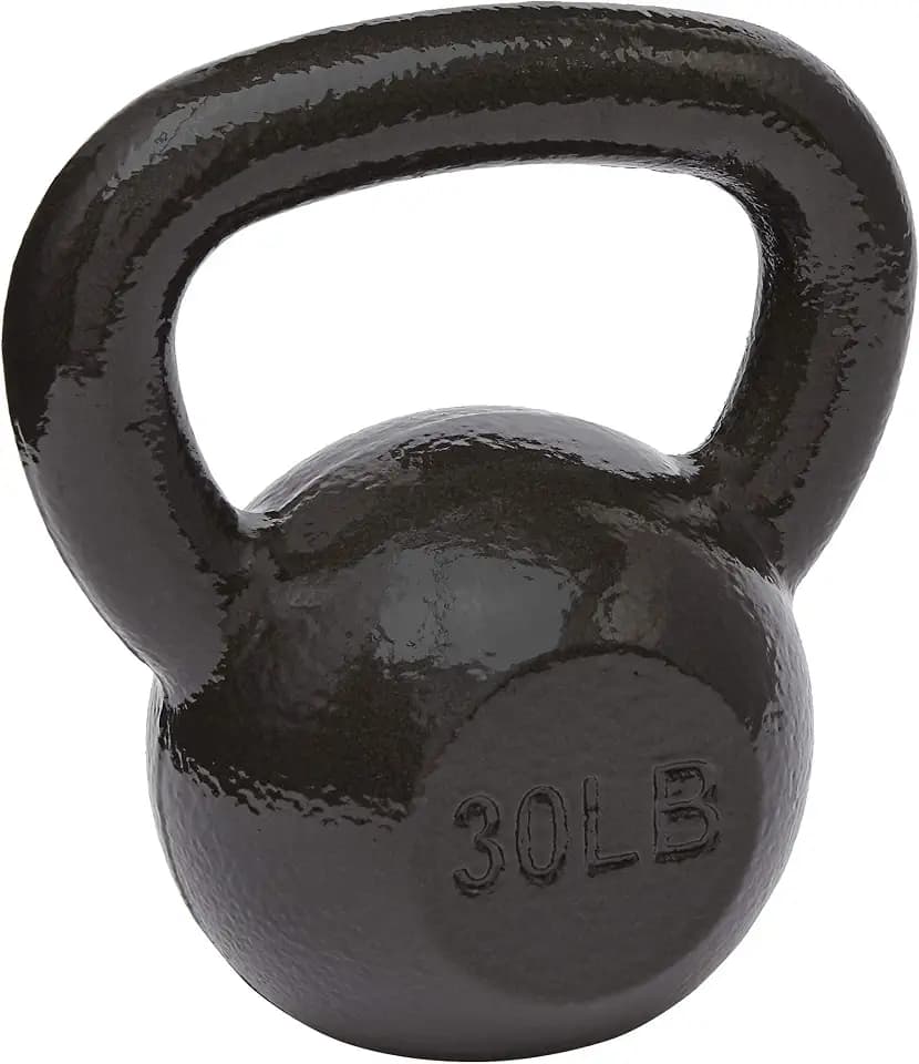 Amazon Basics Cast Iron Kettlebell for Strength Training, Textured Wide Handle, Black