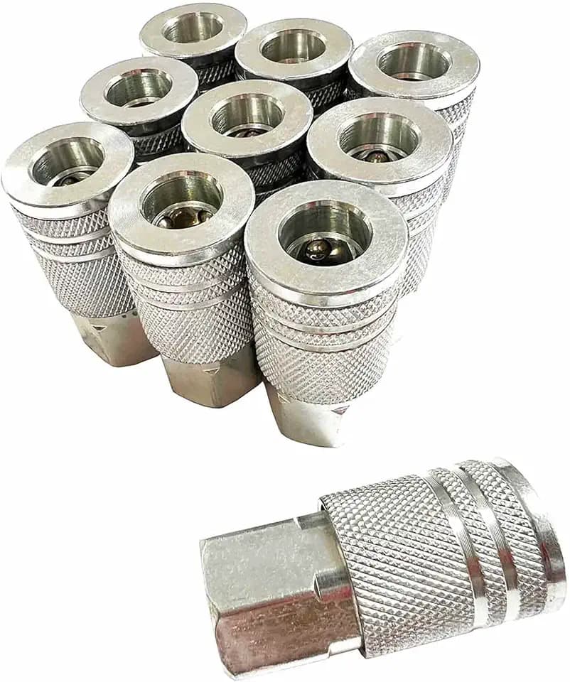 SANFU 1/4-Inch Steel Female Industrial Coupler, Air Hose Fittings 1/4-Inch Female Threads Quick Connector Air Coupler with Storage Case, 10-Pack