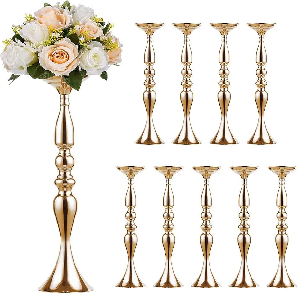 Sziqiqi Gold Vases for Centerpieces Wedding Table Flower Arrangement, 10Pcs