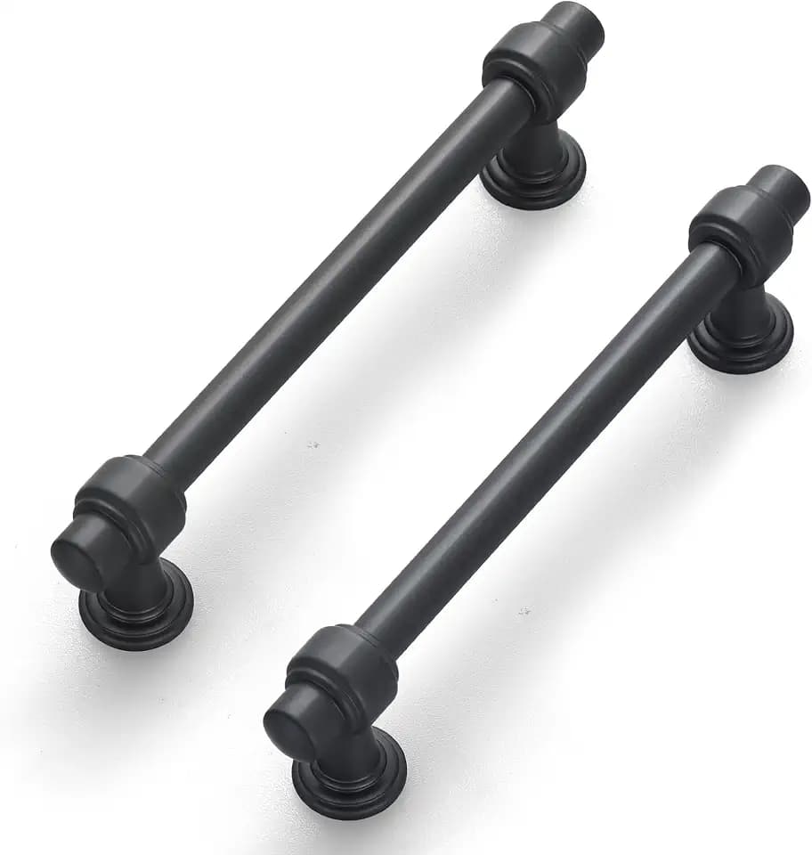 Lardmon 10 Pack 5 Inch(128mm) Hole Center Matte Dark Gunmetal Gray Modern Cabinet Pulls Kitchen Cabinet Handles Kitchen Cabinet Hardware Timeless Drawer Vanity Pulls, Gray(5x10)