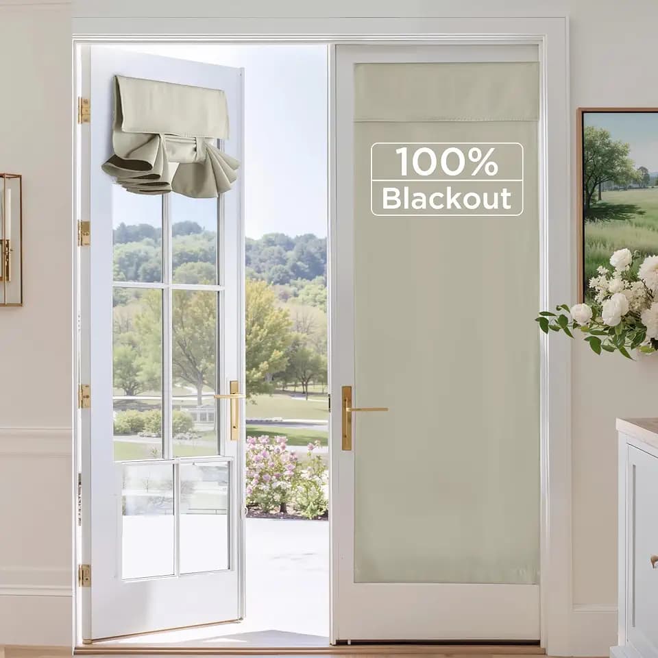 RYB HOME 100% Blackout French Door Curtains, Classroom Privacy Window Shade