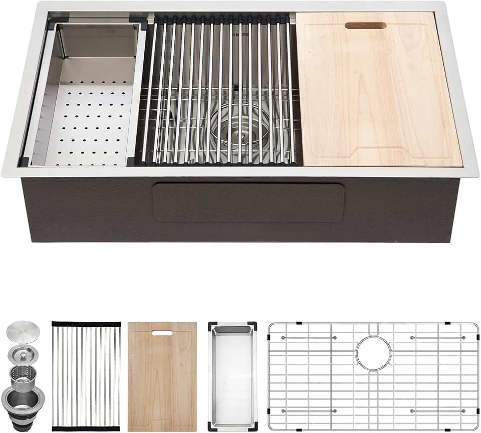 Kichae 32 Undermount Kitchen Sink Stainless Steel 16 Gauge Workstation