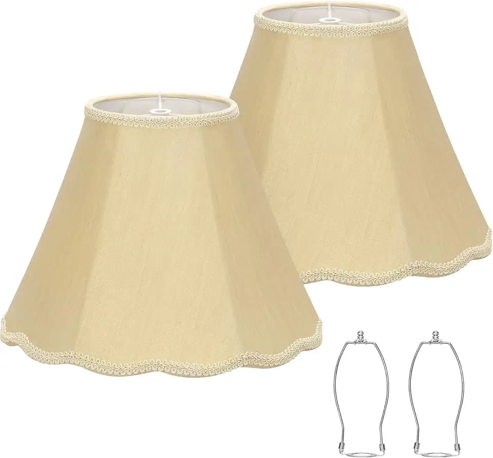 Scalloped Lamp Shades Set of 2, 6.1"Top x 13"Bottom x 9.8"High, Gold Petals
