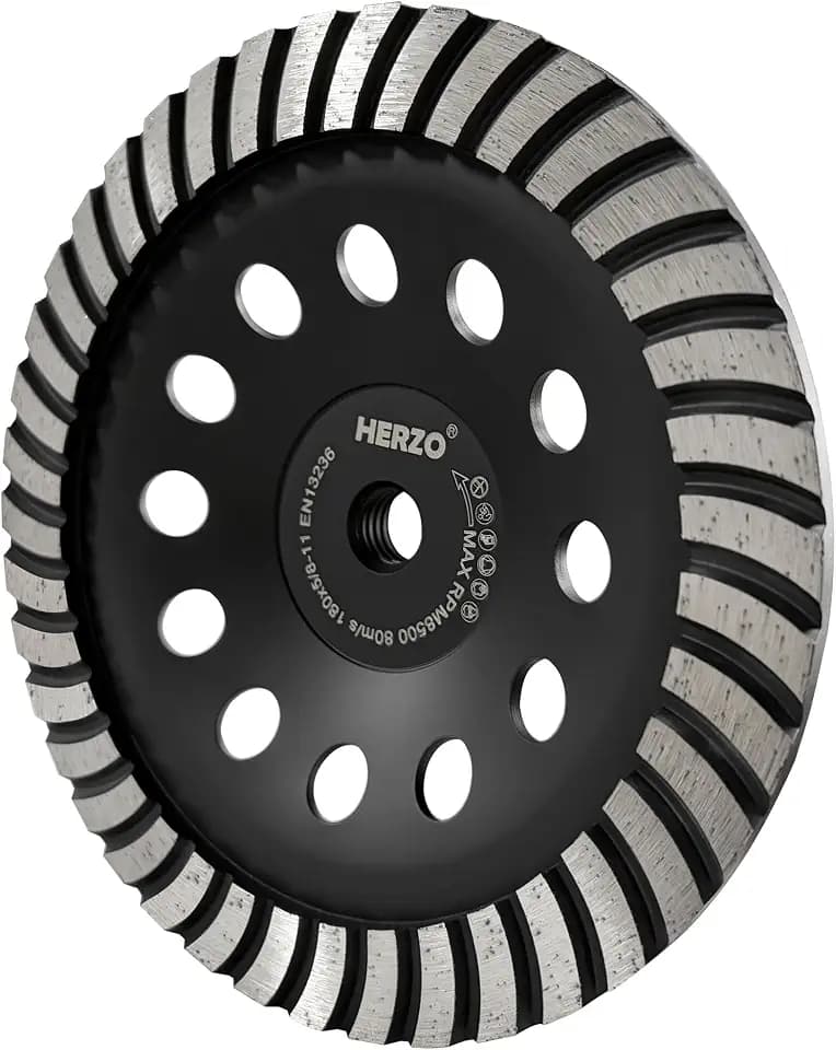 HERZO 7 inch Diamond Concrete Grinding Wheel 5/8-11 Arbor for Stone Concrete Surface, Cement, Marble, Rock, Granite, Angle Grinder Wheels Cup