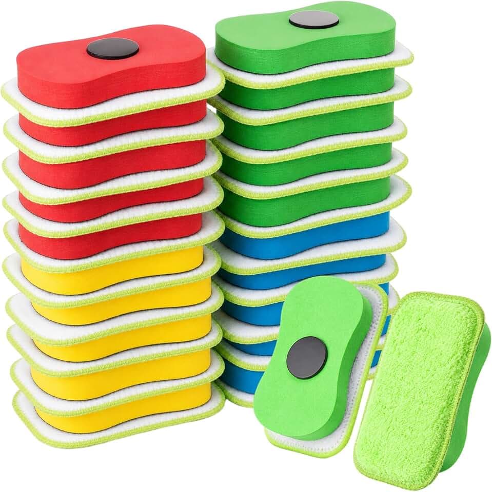 Dunzoom 20 Pcs Chalkboard Eraser Bulk Washable Magnetic Chalk Eraser