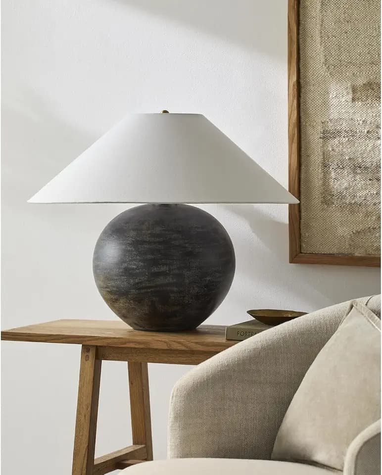 Livabliss x Galey Alix Saint Martin Traditional Table Lamp, 19" H x 25" W x 25" D, Black/Brown
