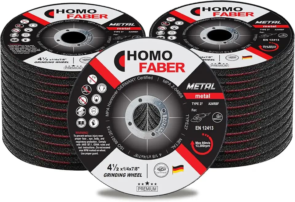 HOMO FABER 25 Pack Grinding Wheels 4 1/2 Inch, Angle Grinder Disc