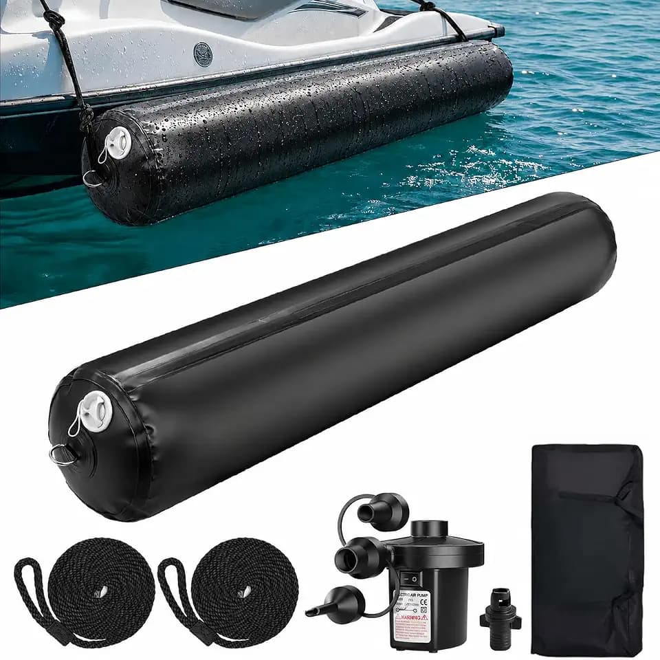 Inflatable Boat Fenders for Docking Heavy Duty Boat Bumpers 10"x27.5"/24" x 5'/18" x 10' Dock Fenders for Pontoon, Fishing Boat, Yacht