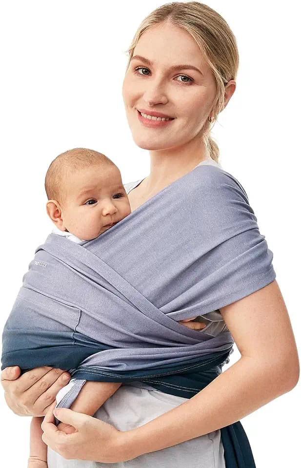 Momcozy Ring Sling Tragetuch Neugeborene 3,6-15 kg, Blauer Farbverlauf
