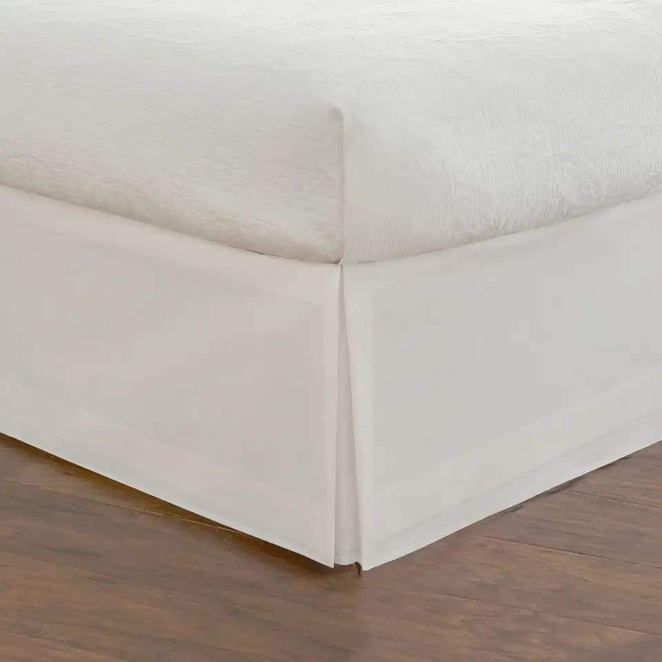 Fresh Ideas Bedding Tailored Bedskirt, Classic 14” Drop Length, Pleated Styling, Full, White