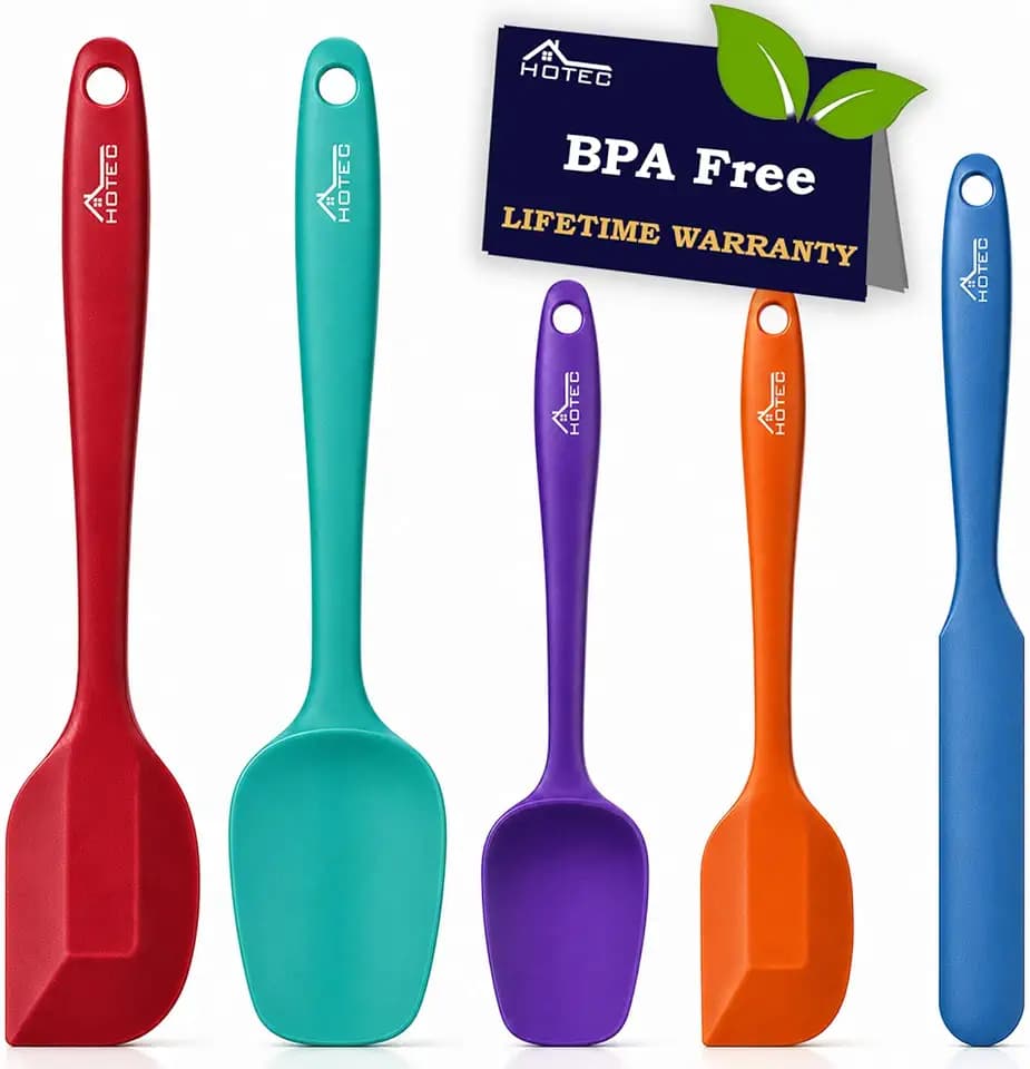 HOTEC Silicone Rubber Spatula Set BPA-Free, Multicolor, Set of 5
